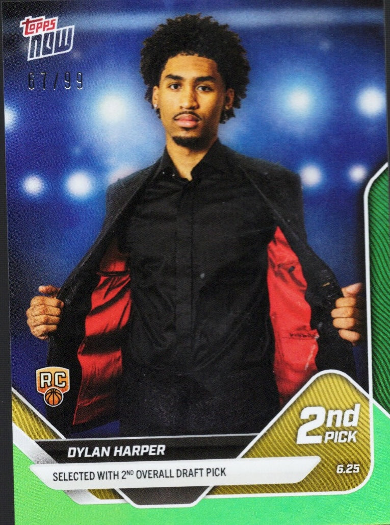 2025 Topps Now Dylan Harper #D2 Green Foil /99 San Antonio Spurs Rookie RC Basketball Card - Sport Cards