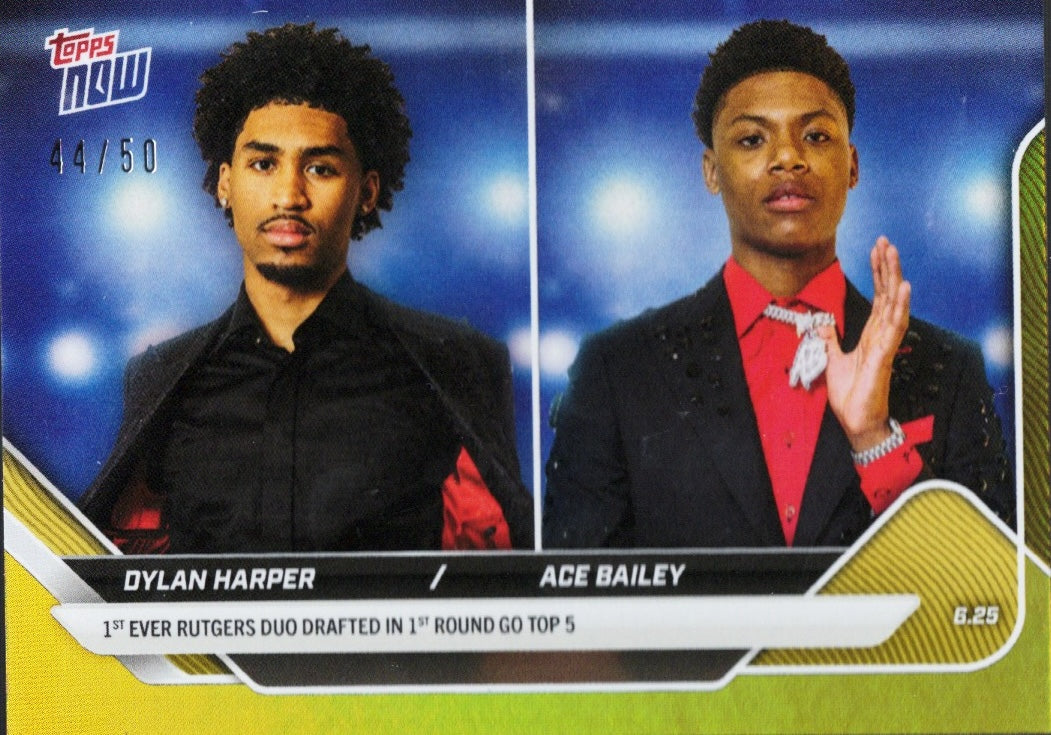 2025 Topps Now Dylan Harper/Ace Bailey #DHAB Gold Foil /50 Rookie RC Basketball Card - Sport Cards