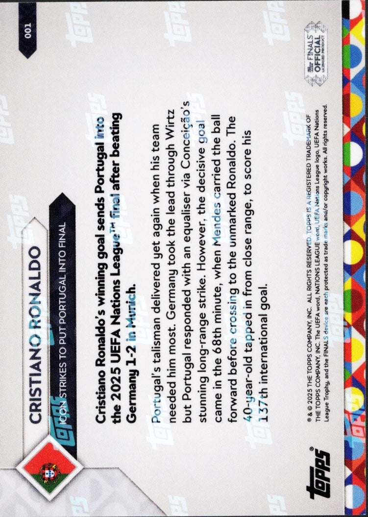 2025 Topps Now Cristiano Ronaldo #1 Orange Foil /25 Soccer Card