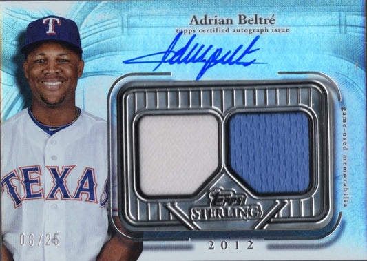 2025 Topps Sterling Adrian Beltre #SSAAB Sterling Seasons 2012 Relic Auto /25 Texas Rangers Baseball Card