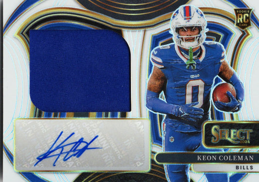2024 Panini Select Keon Coleman #JRSSKCN Jumbo Patch White Auto /75 Buffalo Bills Rookie RC Football Card