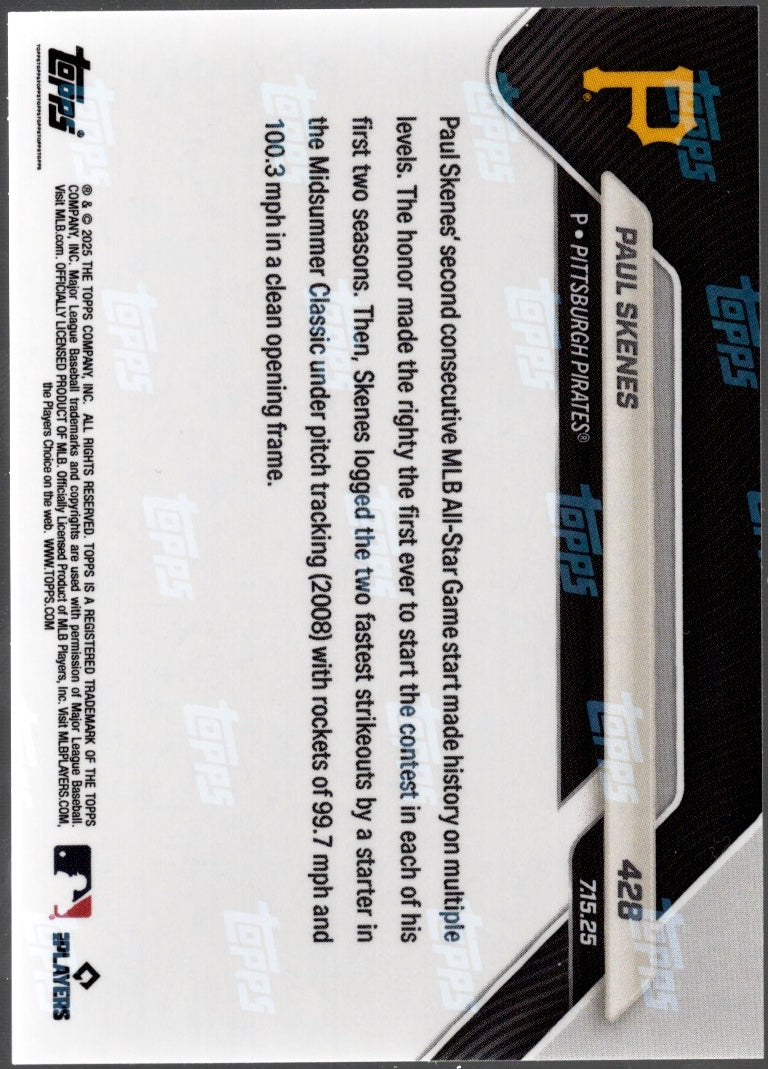 2025 Topps Now Paul Skenes #428 Gold Foil /50 Pittsburgh Pirates Baseball Card