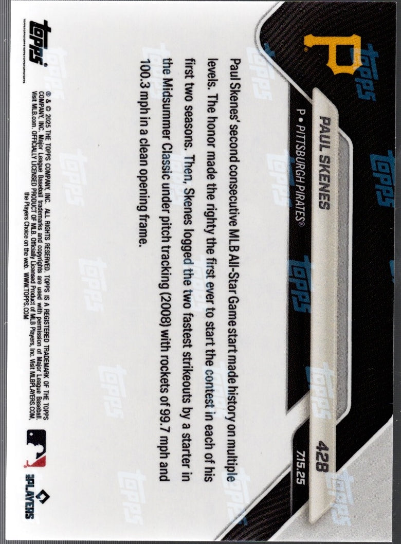 2025 Topps Now Paul Skenes #428 Red Foil /5 Pittsburgh Pirates Baseball Card