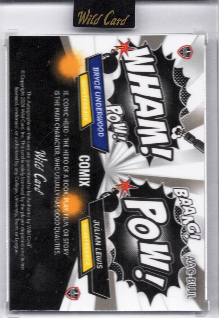 2024 Wild Card Comix Bryce Underwood/Julian Lewis #AACBUJL Cracked Ice Dual Auto 1/1 Rookie RC Football Card
