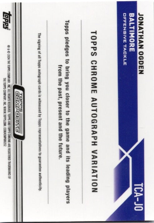 2024 Topps Chrome Composite Jonathan Ogden #TCAJO Blue Auto /150 Baltimore Ravens Football Card