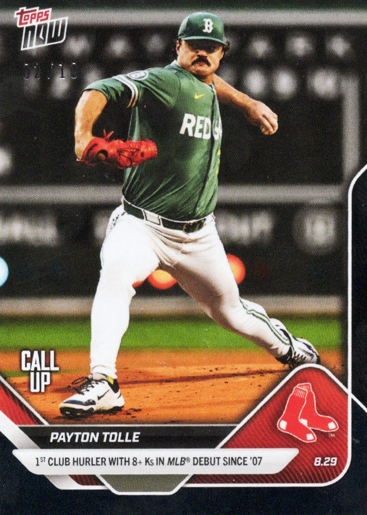 2025 Topps Now Payton Tolle #626 Black Foil /10 Boston Red Sox Rookie RC Baseball Card