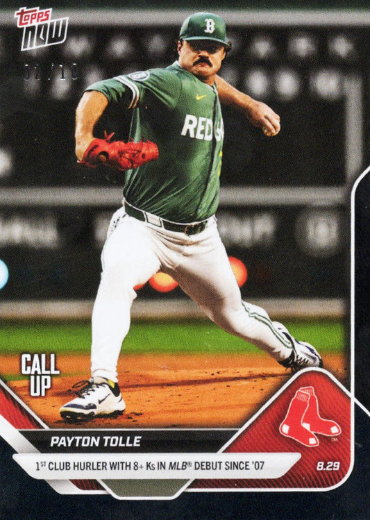 2025 Topps Now Payton Tolle #626 Black Foil /10 Boston Red Sox Rookie RC Baseball Card