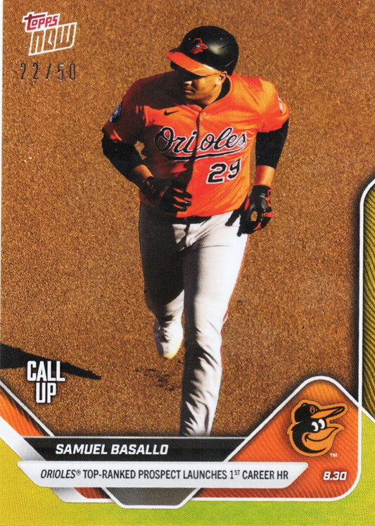 2025 Topps Now Samuel Basallo #634 Gold Foil /50 Baltimore Orioles Rookie RC Baseball Card