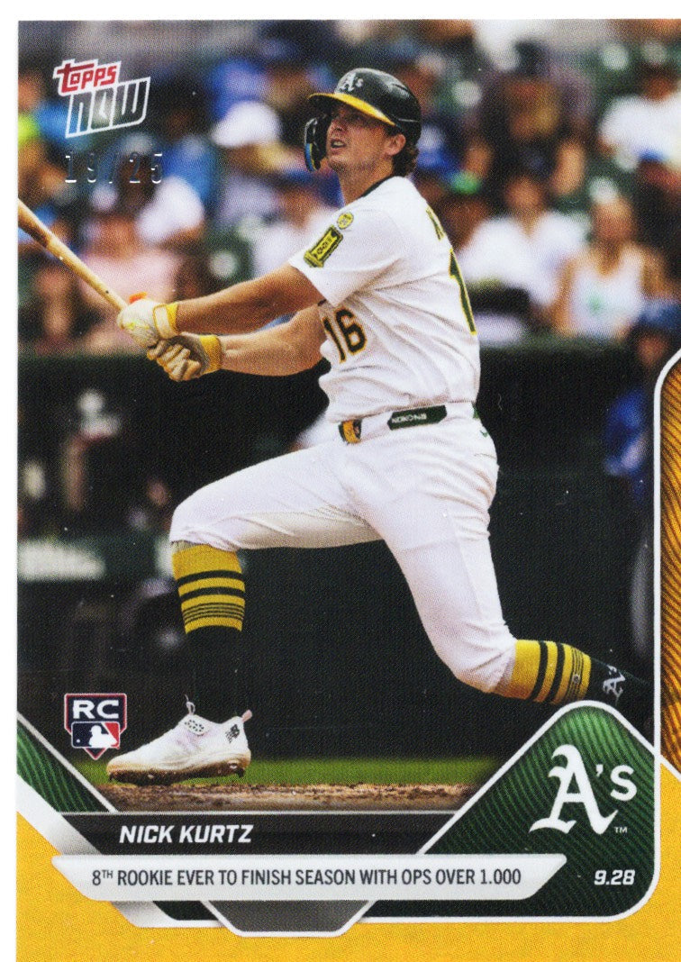 2025 Topps Now Nick Kurtz #787 Orange Foil /25 Athletics Rookie RC Baseball Card