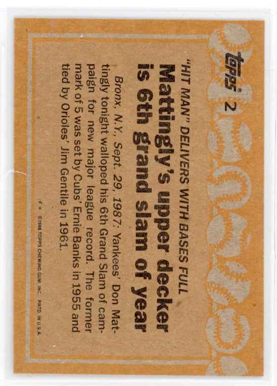1988 Topps #2 Don Mattingly Card