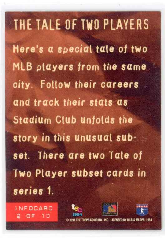 1994 Topps Stadium Club Tale of Two Players INFOCARD