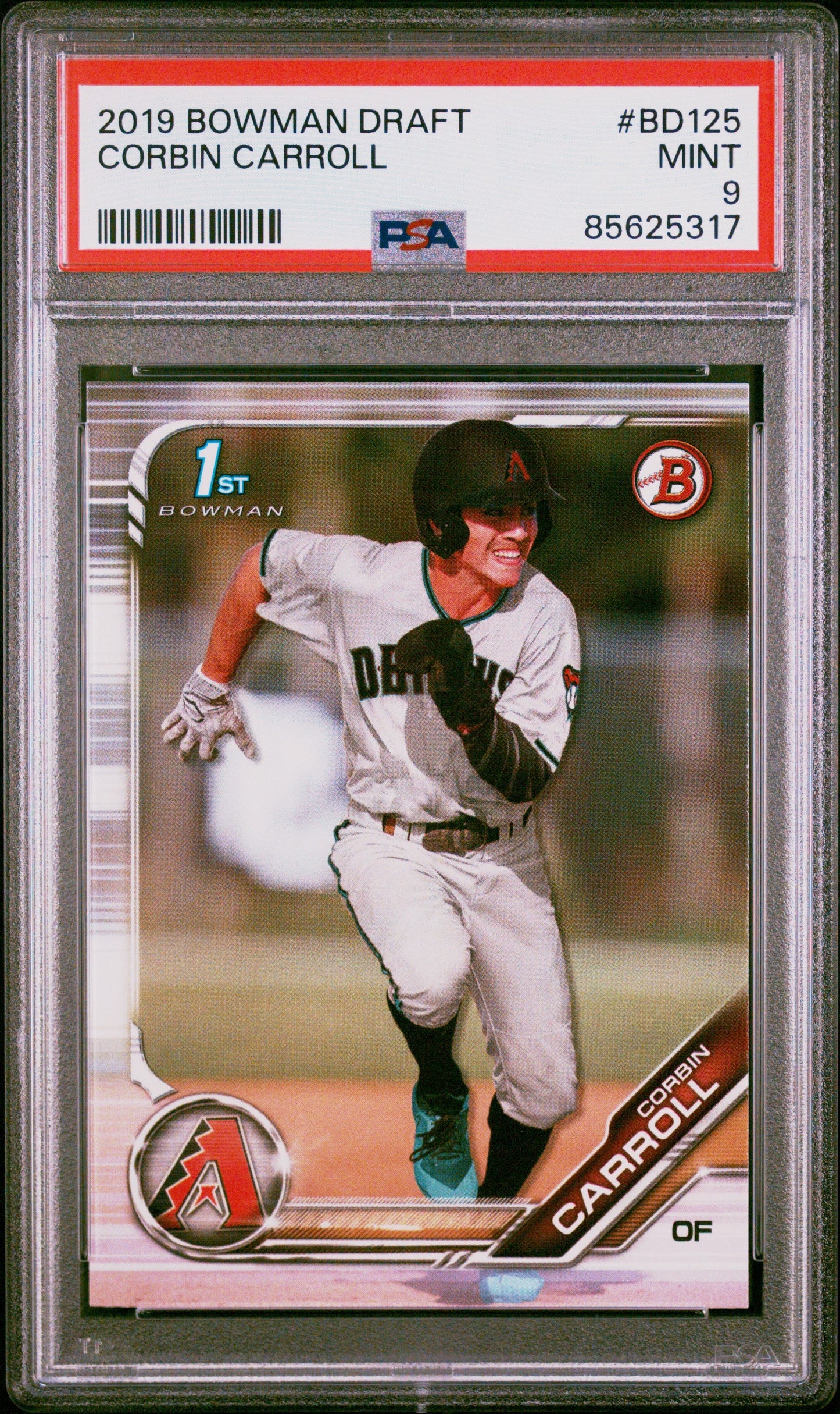 Graded 2019 Topps Bowman Draft Corbin Carroll #BD125 Rookie RC Baseball Card PSA 9 Mint