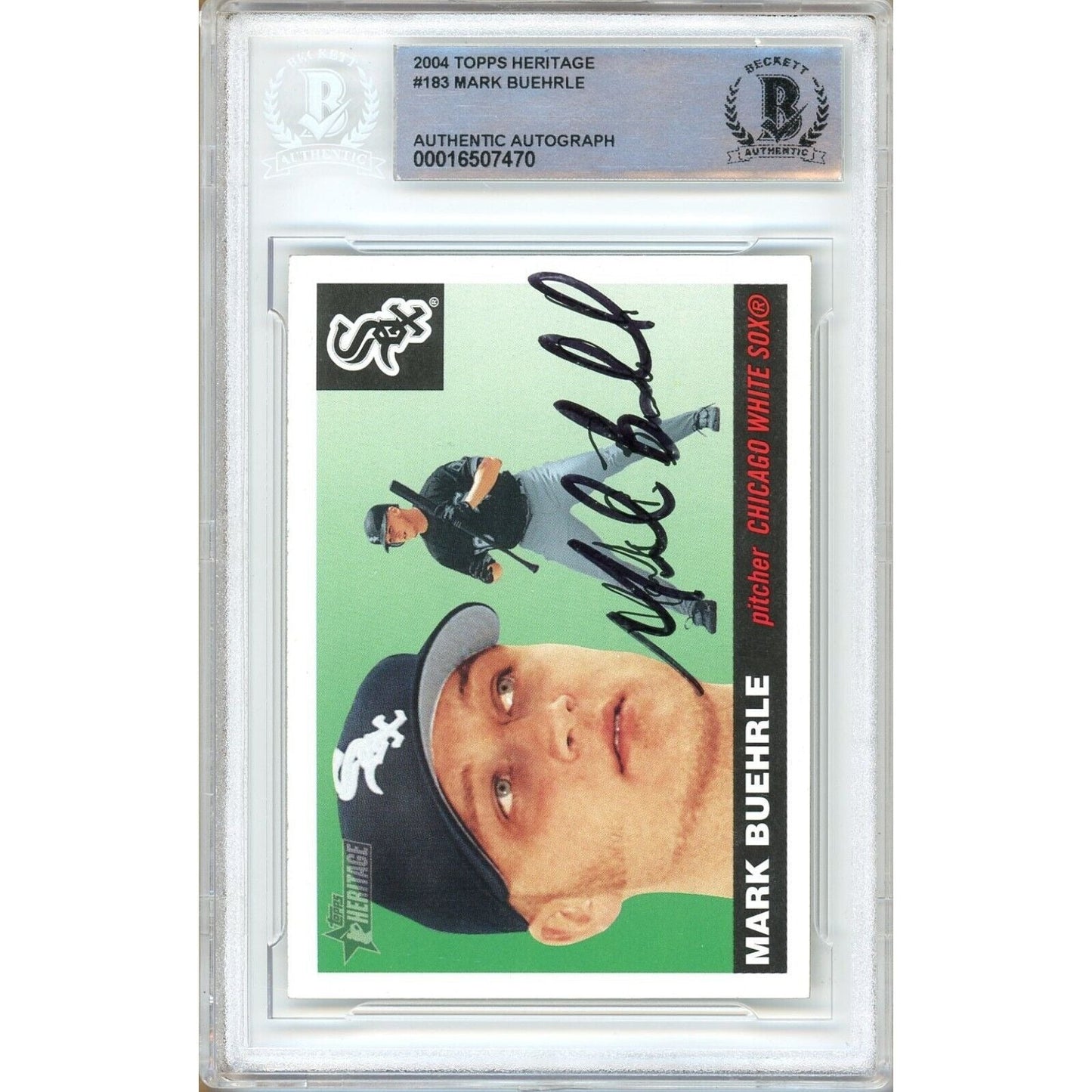 Mark Buehrle White Sox Signed 2004 Topps Heritage Baseball Card Beckett Auth Auto Slab