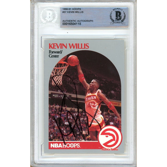 1990-91 NBA Hoops — Kevin Willis Atlanta Hawks Autographed Trading Card — Beckett Authentication