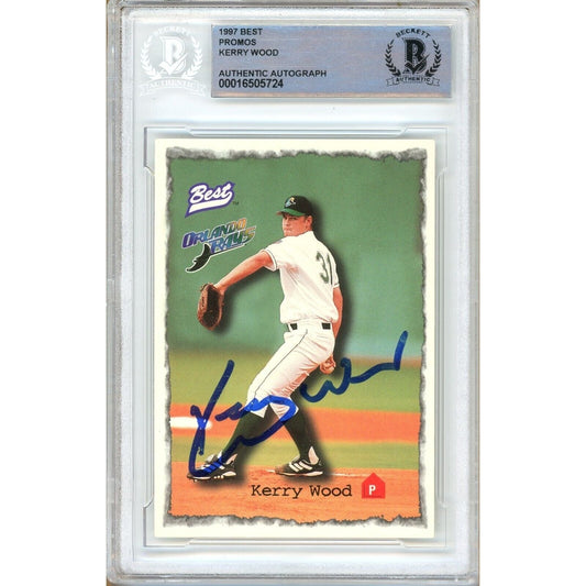 1997 Best Prospects Promo — Kerry Wood Chicago Cubs Autographed Trading Card — Beckett Authentication