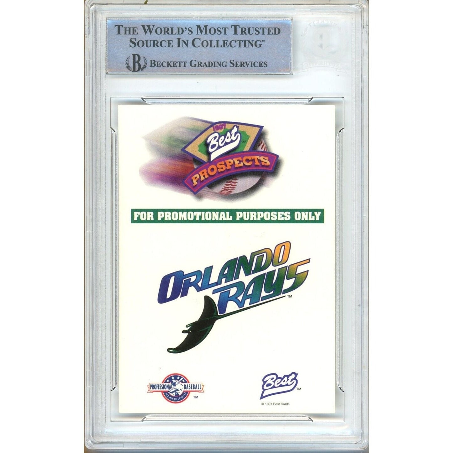 1997 Best Prospects Promo — Kerry Wood Chicago Cubs Autographed Trading Card — Beckett Authentication