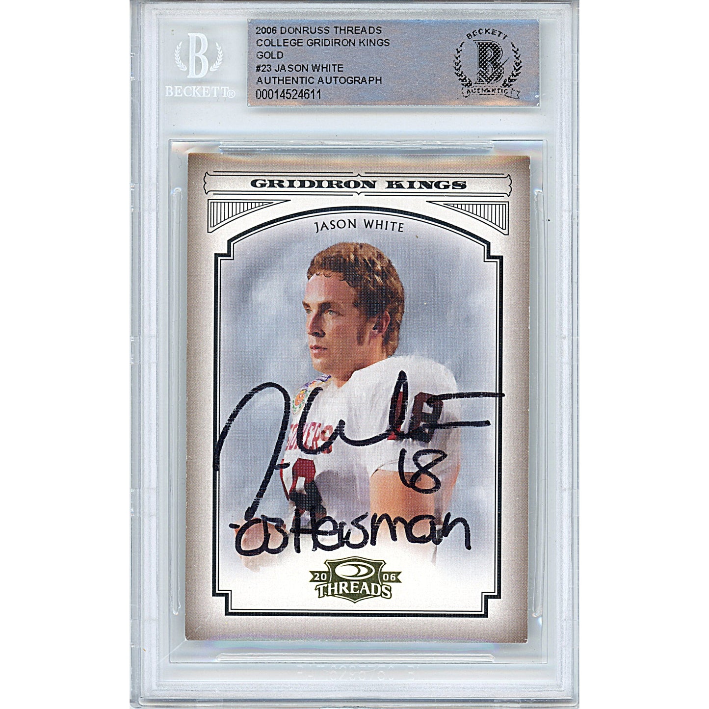 2006 Donruss Gridiron Kings #CGK-23 — Jason White Oklahoma Sooners Autographed Trading Card — Beckett Authentication - Sport Cards