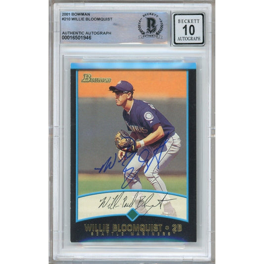 Willie Bloomquist Seattle Mariners Signed 2001 Bowman Card BGS Auto 10 Graded Slab