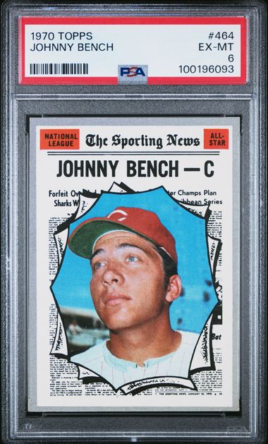 Graded 1970 Topps Johnny Bench #464 Baseball Card PSA 6 EX-MT