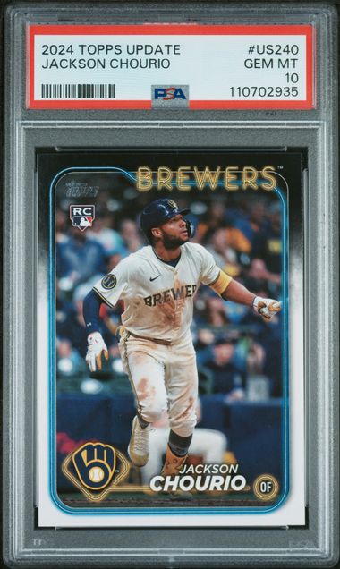 Graded 2024 Topps Update Jackson Chourio #US240 Rookie RC Baseball Card PSA 10 Gem Mint - Sport Cards