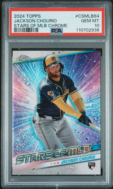 Graded 2024 Topps Stars of MLB Chrome Jackson Chourio #CSMLB84 Rookie RC Baseball Card PSA 10 Gem Mint