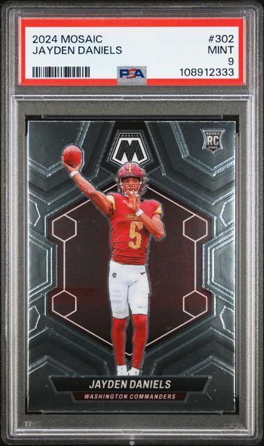 Graded 2024 Mosaic Jayden Daniels #302 Rookie RC Football Card PSA 9 Mint