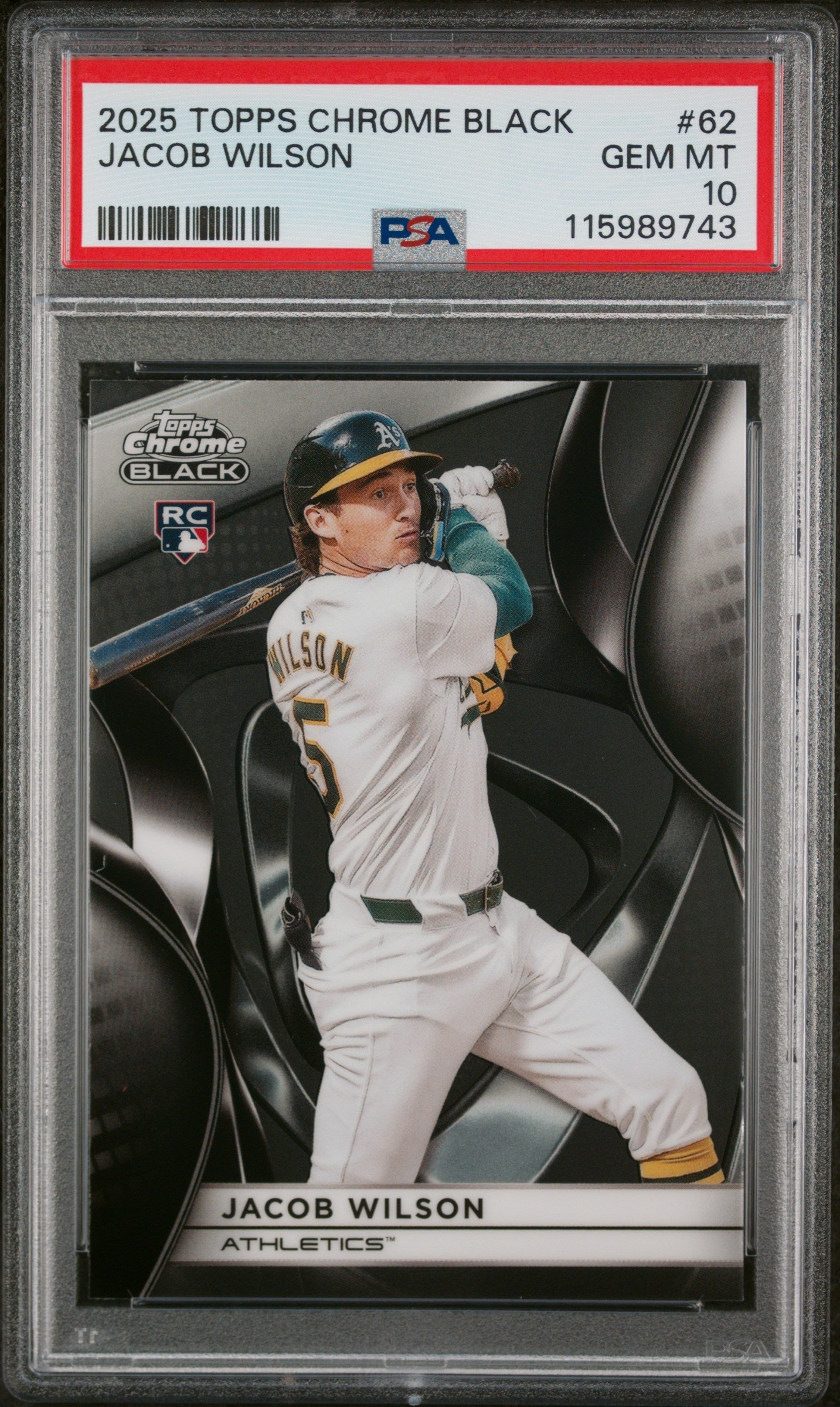 Graded 2025 Topps Chrome Black Jacob Wilson #62 Rookie RC Baseball Card PSA 10 Gem Mint