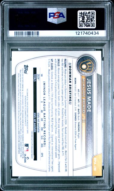 Graded 2025 Topps Bowman Jesus Made #BPAJM Paper Prospects Autograph Rookie RC Baseball Card PSA 10 Gem Mint