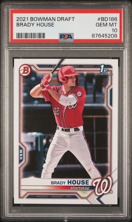 Graded 2021 Topps Bowman Draft Brady House #BD186 Rookie RC Baseball Card PSA 10 Gem Mint