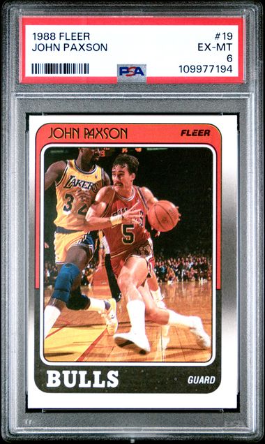 Graded 1988 Fleer John Paxson #19 Basketball Card PSA 6 EX-MT - Sport Cards