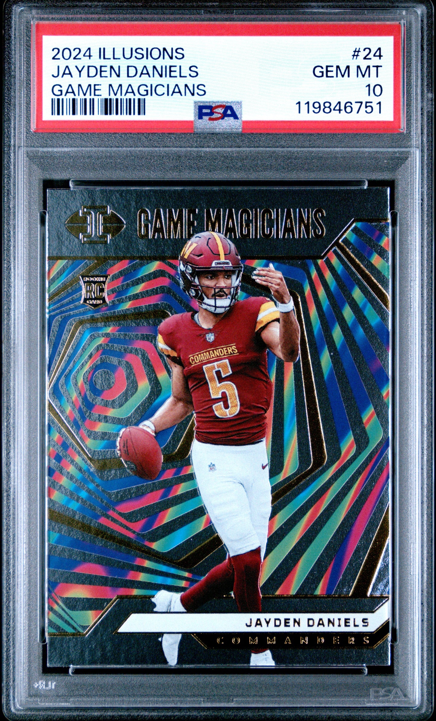 Graded 2024 Panini Illusions Jayden Daniels #24 Game Magicians Rookie RC Football Card PSA 10 Gem Mint - Sport Cards