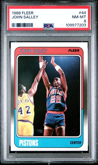 Graded 1988 Fleer John Salley #44 Basketball Card PSA 8 NM-MT - Sport Cards