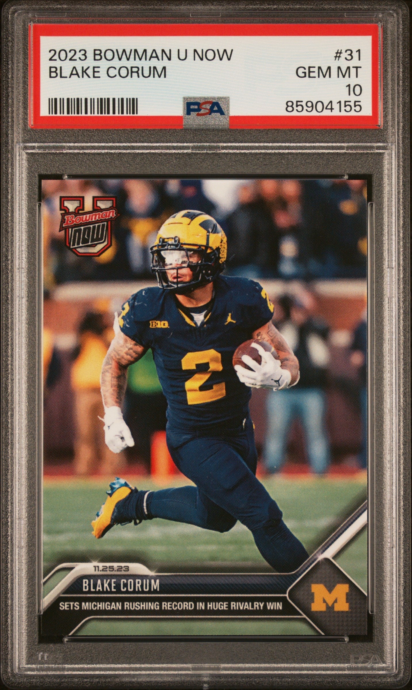 Graded 2023 Topps Bowman U Now Blake Corum #31 Rookie RC Football Card PSA 10 Gem Mint