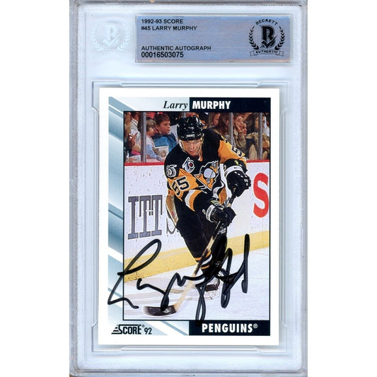 1992-93 Score #45 — Larry Murphy Pittsburgh Penguins Autographed Trading Card — Beckett Authentication