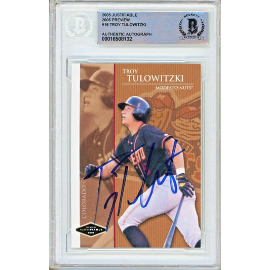 Troy Tulowitzki Colorado Rockies Signed 2005 Justifiable Preview Card Beckett Auth Auto