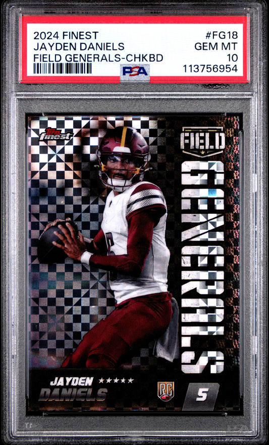 Graded 2024 Topps Finest Jayden Daniels #FG18 Field General Checkerboard Rookie RC Football Card PSA 10 Gem Mint