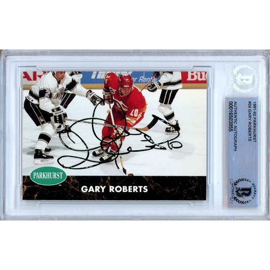 1991-92 Parkhurst #24 — Gary Roberts Calgary Flames Autographed Trading Card — Beckett Authentication