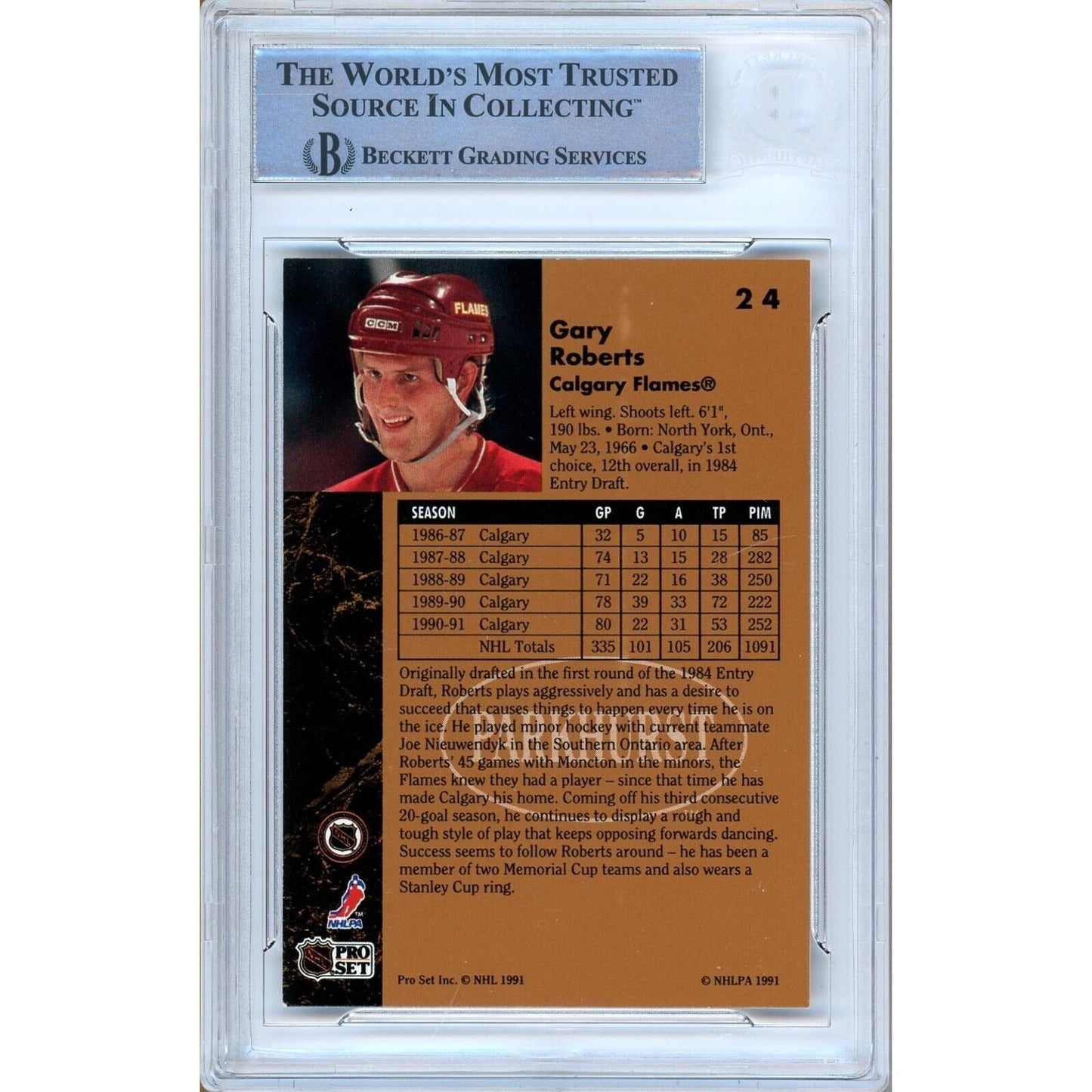 1991-92 Parkhurst #24 — Gary Roberts Calgary Flames Autographed Trading Card — Beckett Authentication