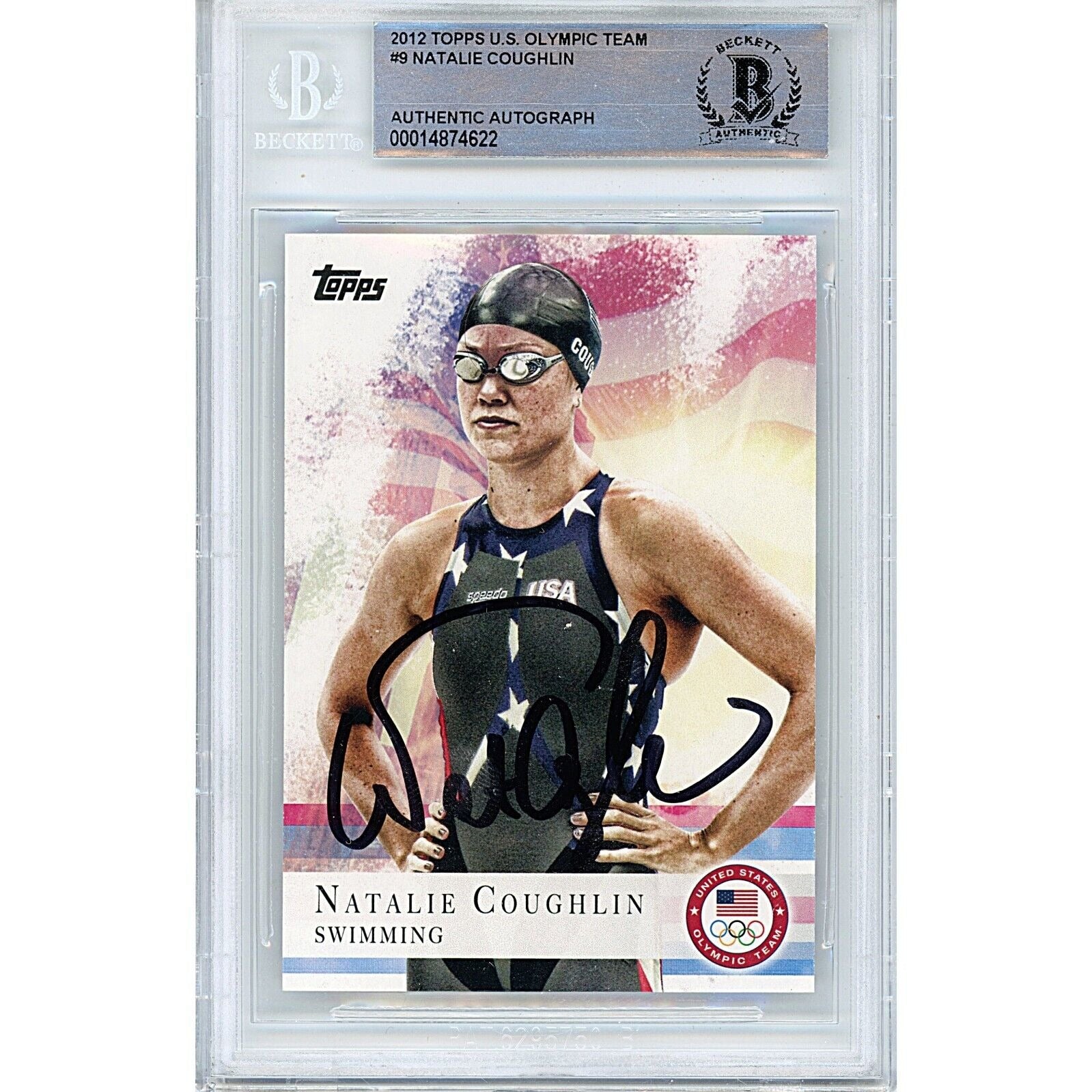 Natalie Coughlin Team USA Signed 2012 Topps US Olympic Swimming Card BAS Auth Auto - Sport Cards