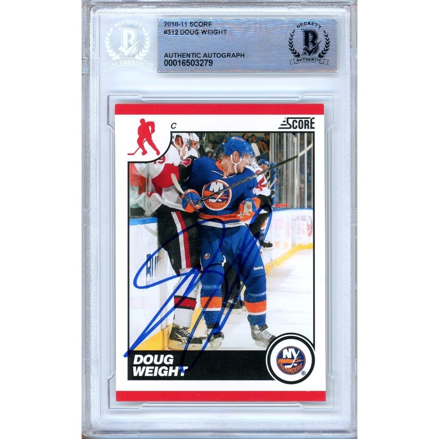 2010-11 Score #312 — Doug Weight NY Islanders Autographed Trading Card — Beckett Authentication