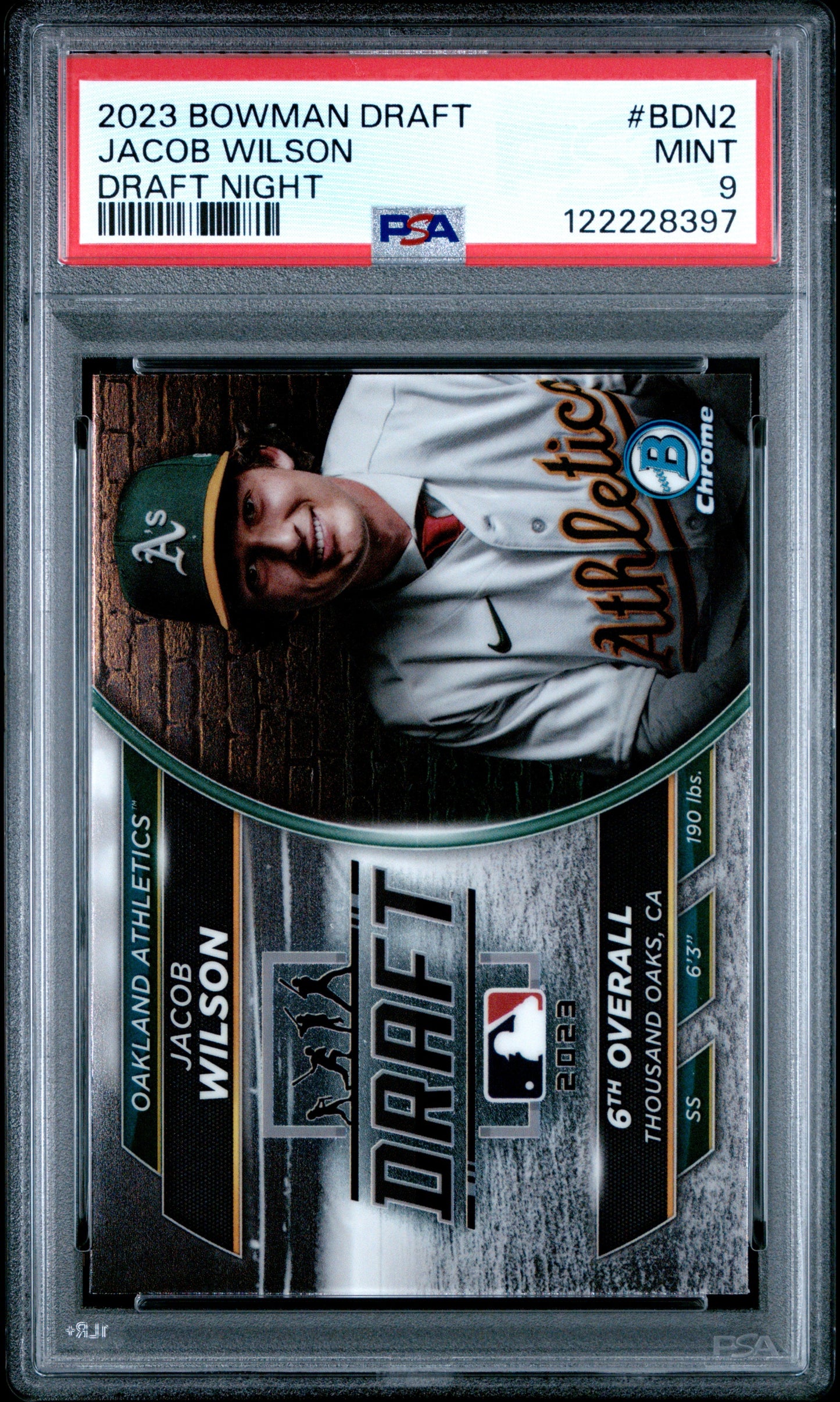 Graded 2023 Topps Bowman Draft Jacob Wilson #BDN2 Draft Night Rookie RC Baseball Card PSA 9 Mint