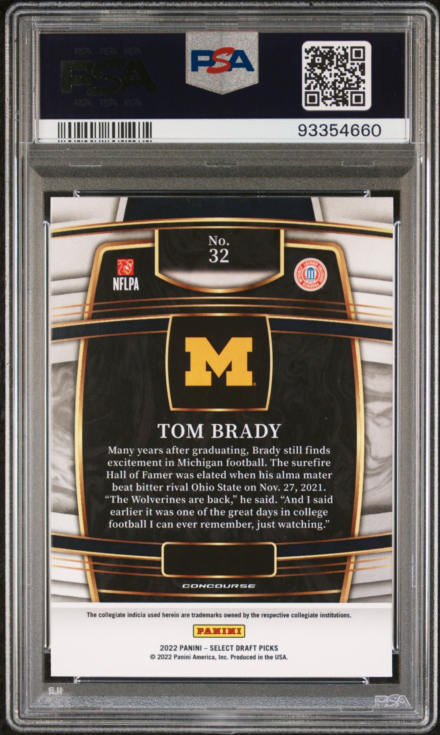 Graded 2022 Panini Select Draft Picks Tom Brady #32 Blue Football Card PSA 10 Gem Mint