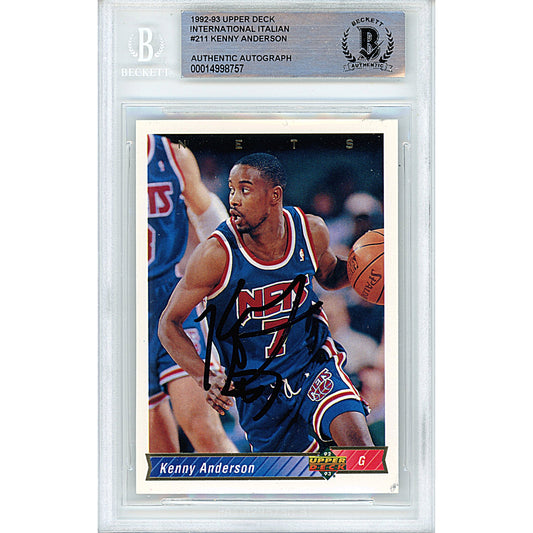 1992—93 Upper Deck International #211 — Kenny Anderson New Jersey Nets Autographed Trading Card — Beckett Authentication