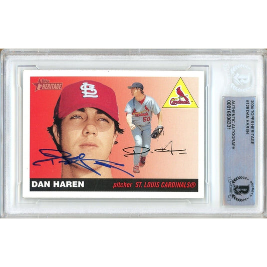 2004 Topps #128 — Dan Haren St Louis Cardinals Autographed Trading Card — Beckett Authentication