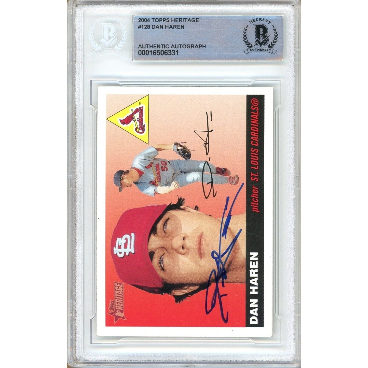 2004 Topps #128 — Dan Haren St Louis Cardinals Autographed Trading Card — Beckett Authentication