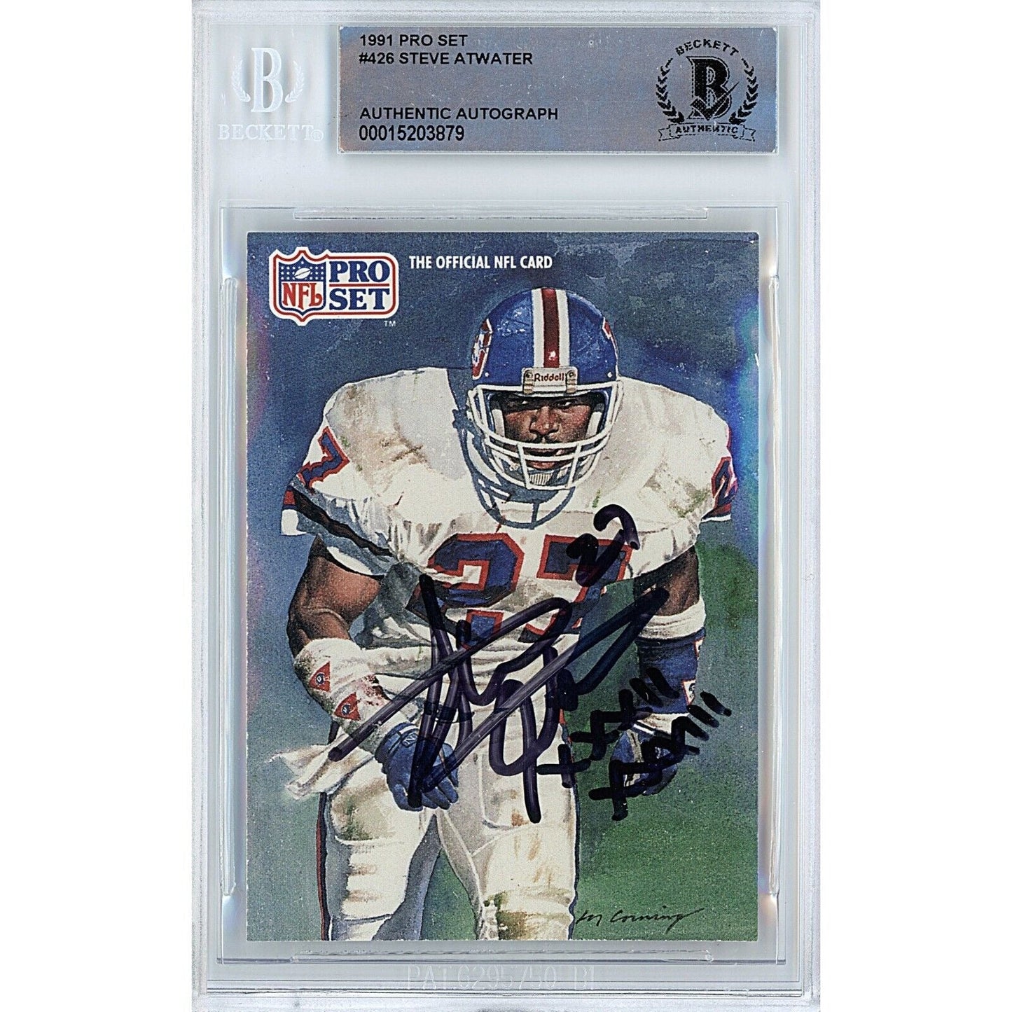 Steve Atwater Denver Broncos Signed 1991 NFL Pro Set Card Beckett Authentic Auto Slab
