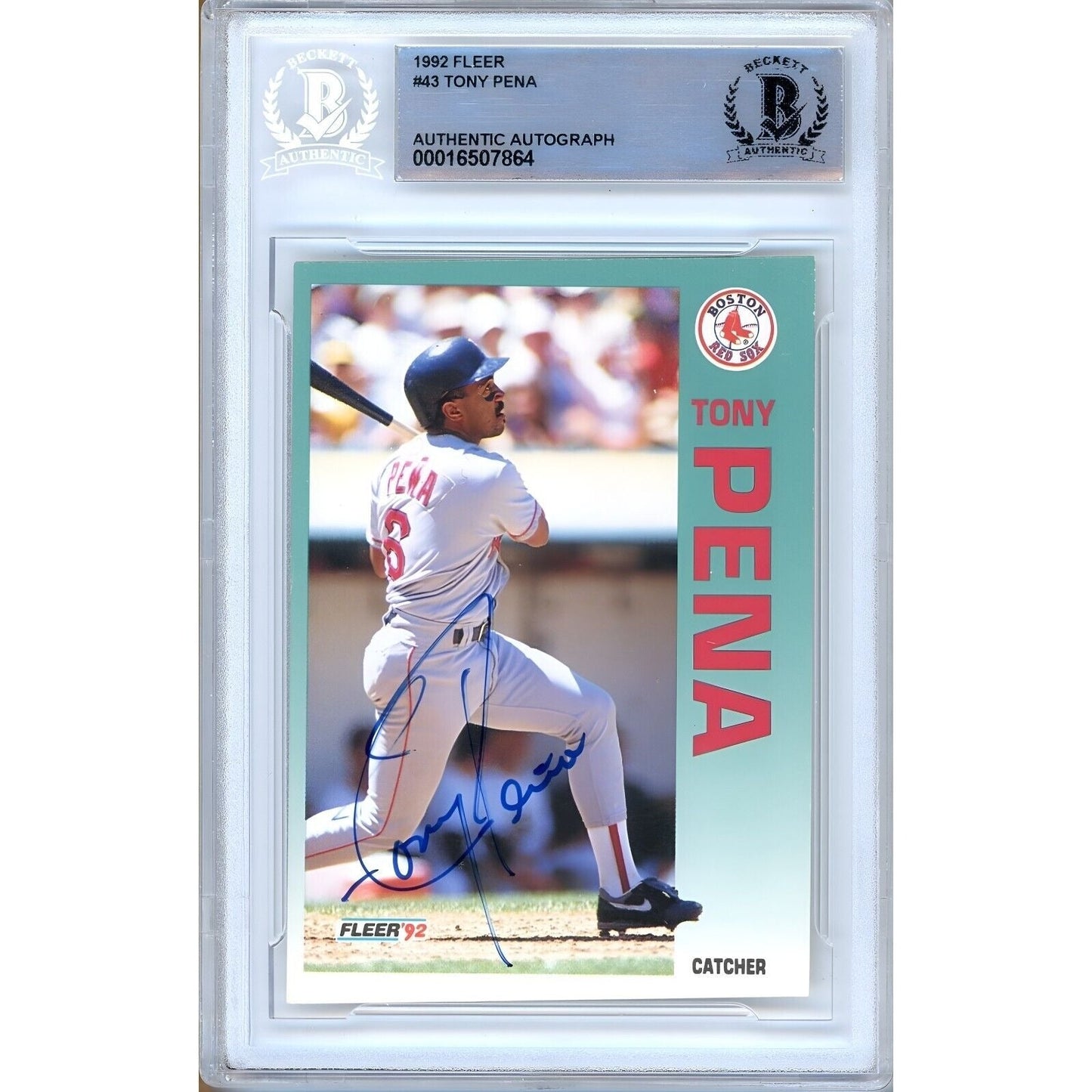 Tony Pena Boston Red Sox Signed 1992 Fleer Baseball Card Beckett Authentic Auto Slab