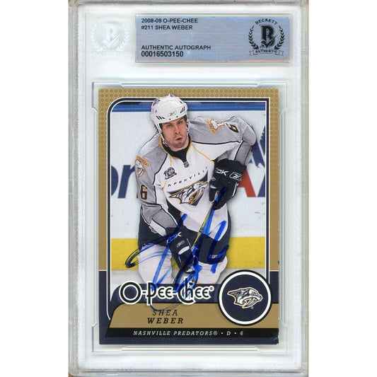 Shea Weber Nashville Predators Signed 2008-09 O-Pee-Chee Card Beckett Auth Auto Slab