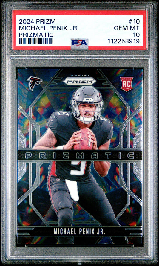 Graded 2024 Panini Prizm Michael Penix Jr #10 Prizmatic Rookie RC Football Card PSA 10 Gem Mint