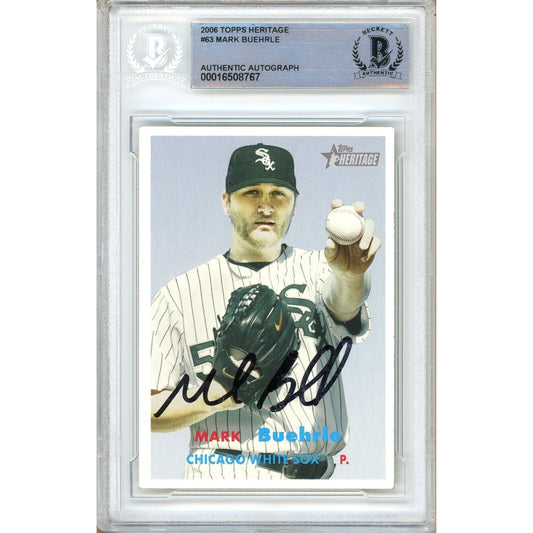 Mark Buehrle White Sox Signed 2006 Topps Heritage Baseball Card Beckett Auth Auto Slab